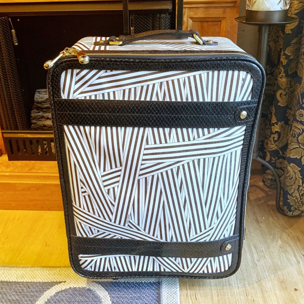 Henri Bendel Disturbed Stripe Carry On Suitcase Rollerboard